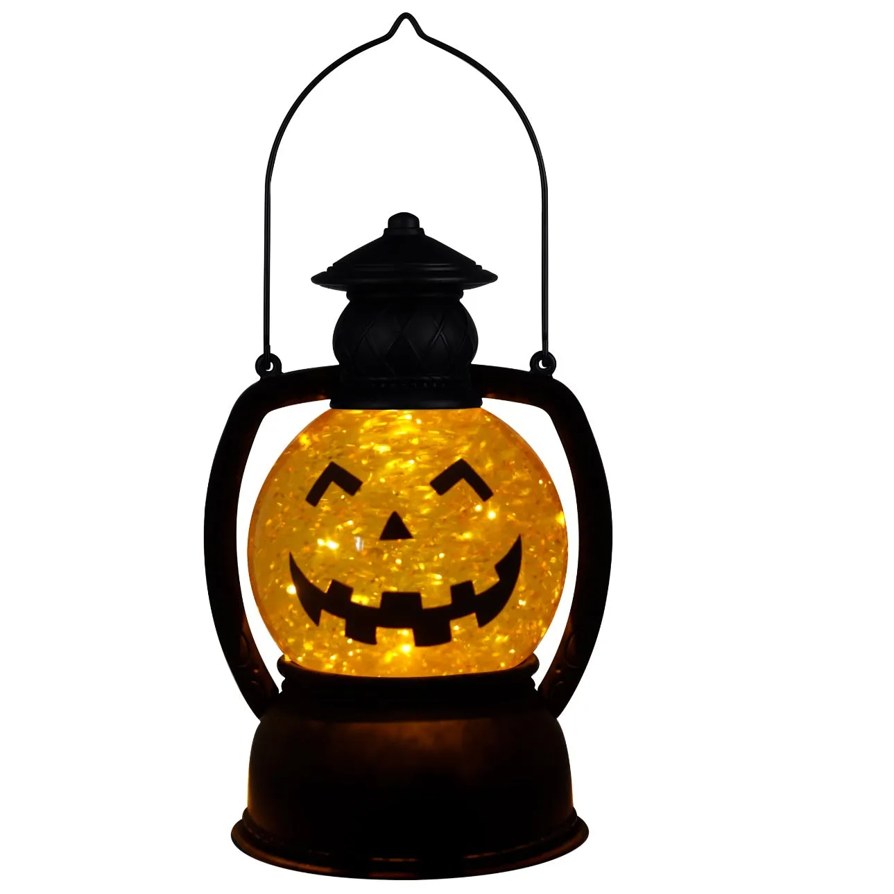 10.25" Jack-O-Lantern Pumpkin Glitter Lantern Water Globe