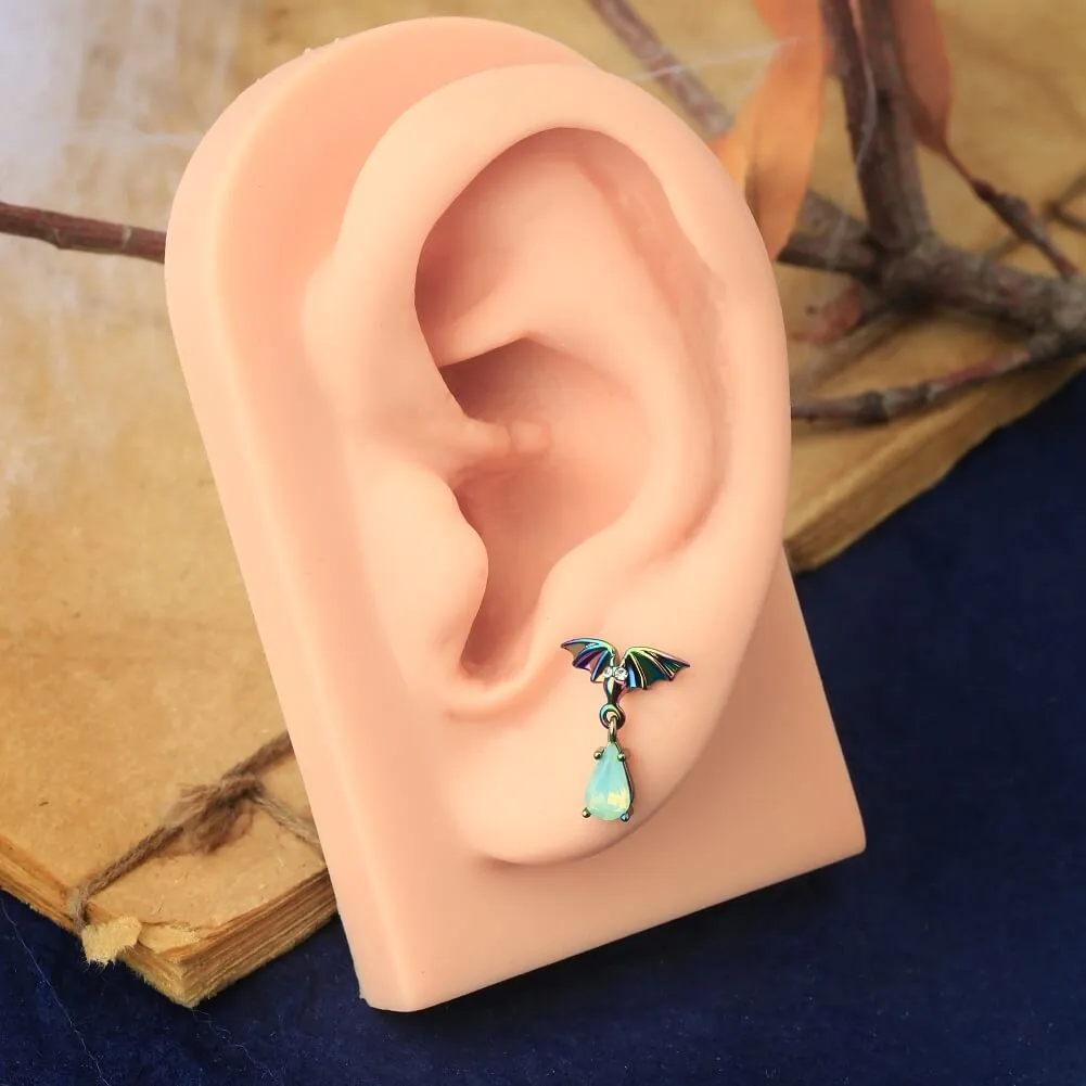 16G Halloween Aurora Borealis Bat Cartilage Stud