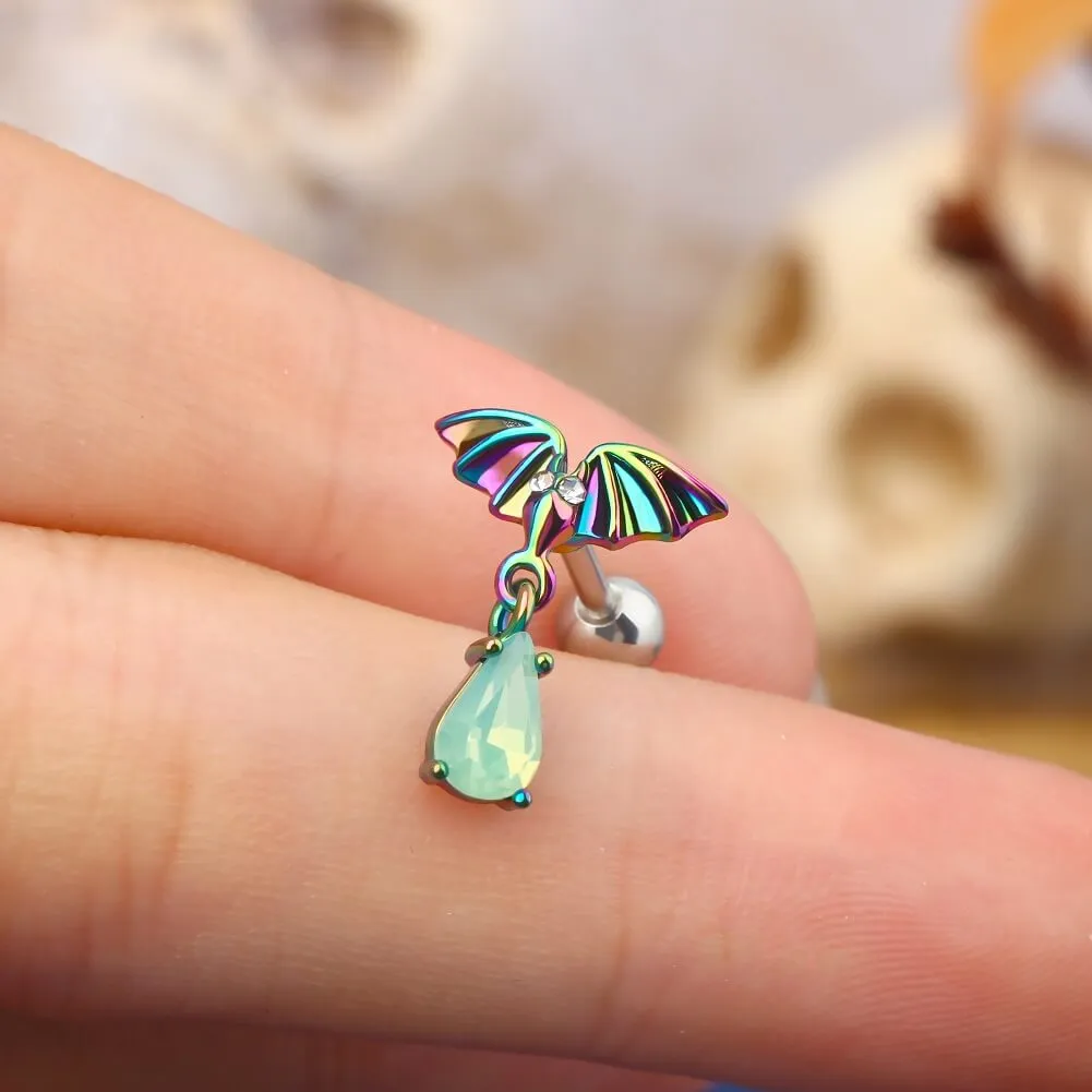 16G Halloween Aurora Borealis Bat Cartilage Stud