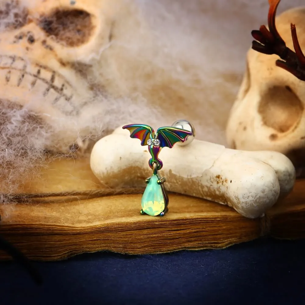 16G Halloween Aurora Borealis Bat Cartilage Stud