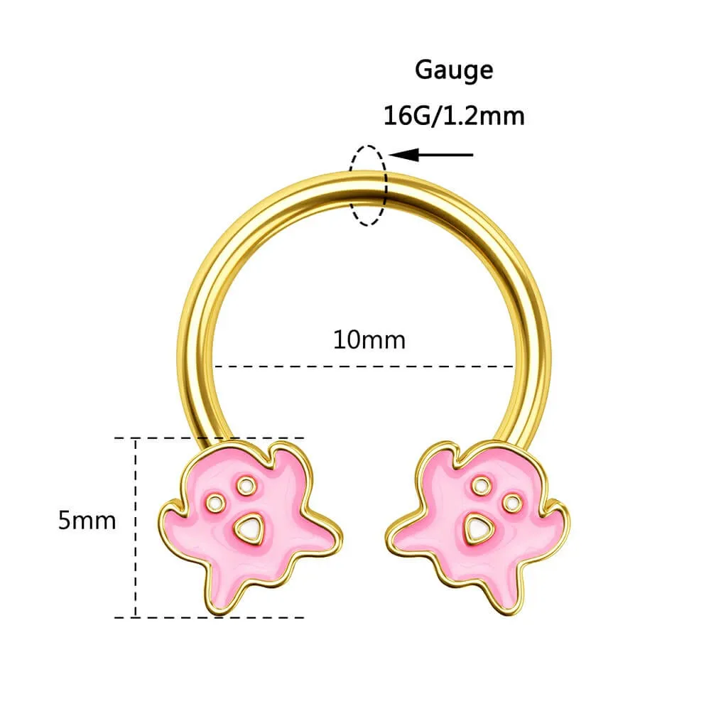 16G Pink Ghost Horseshoe Septum Ring