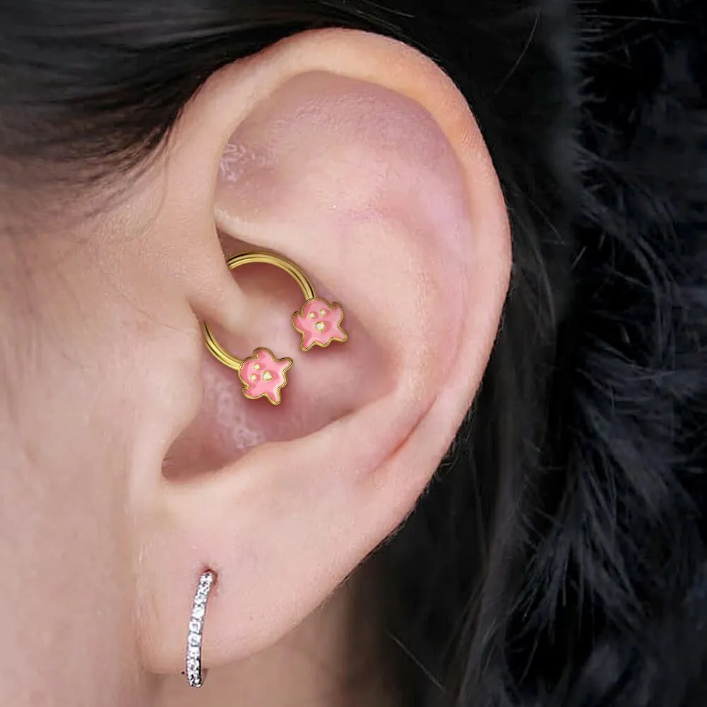 16G Pink Ghost Horseshoe Septum Ring