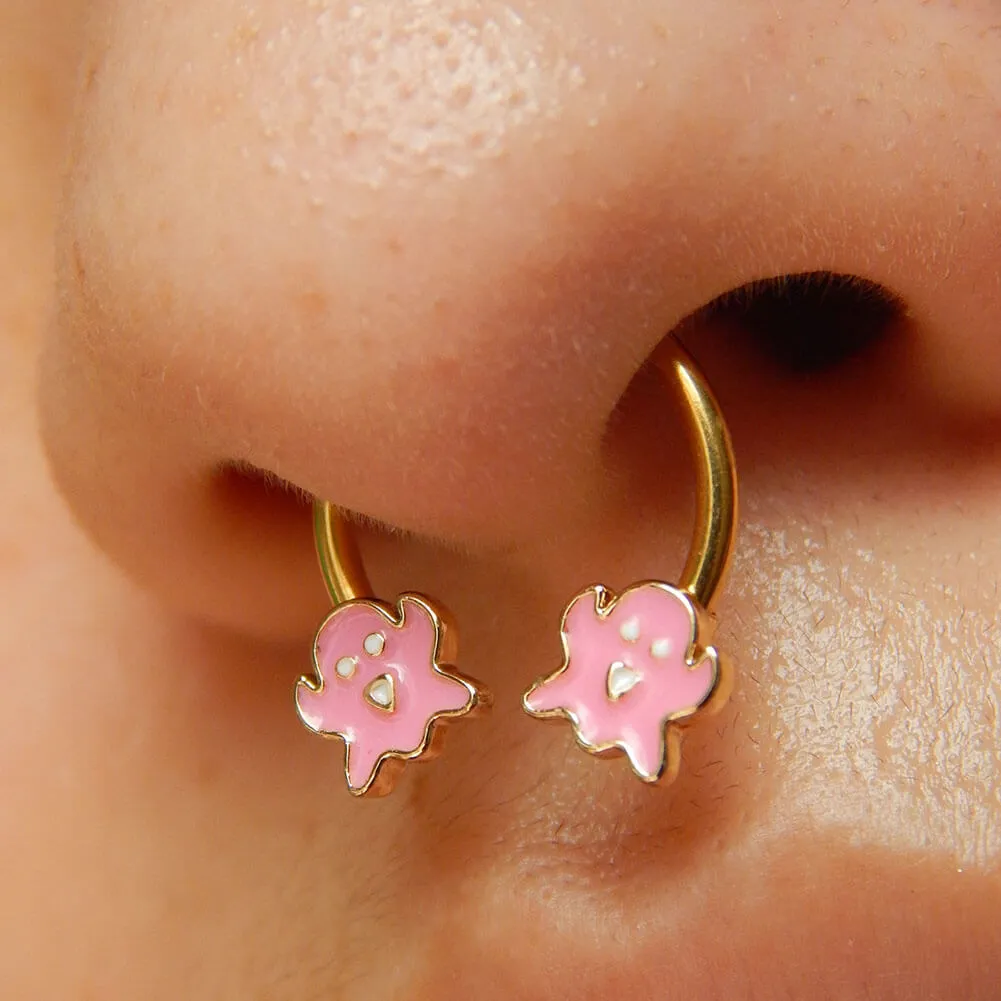 16G Pink Ghost Horseshoe Septum Ring