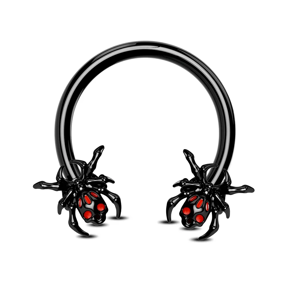 16G Skull Head Spider Horseshoe Septum Jewelry