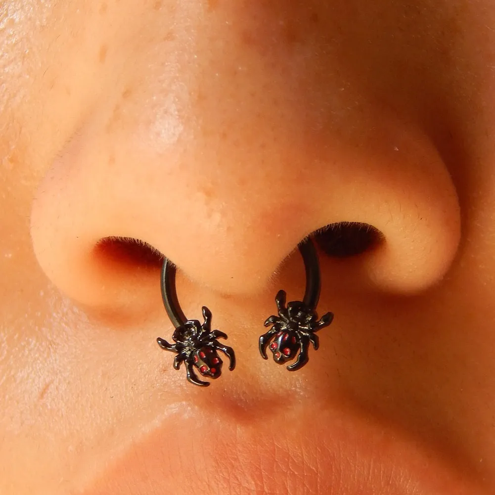 16G Skull Head Spider Horseshoe Septum Jewelry