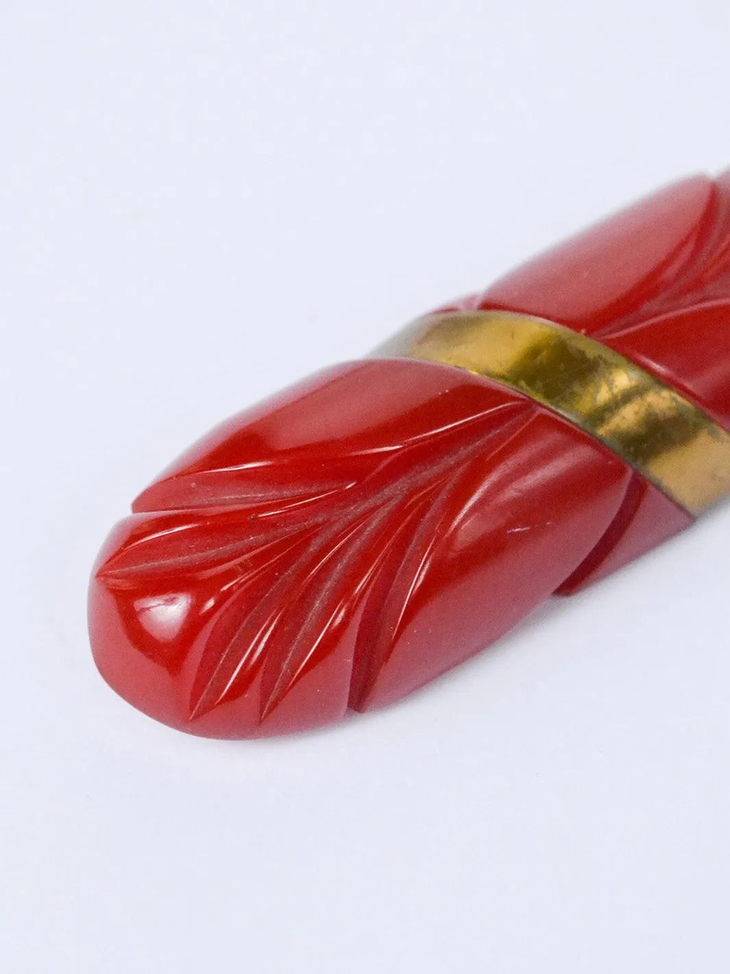 1950s red bakelite brooch