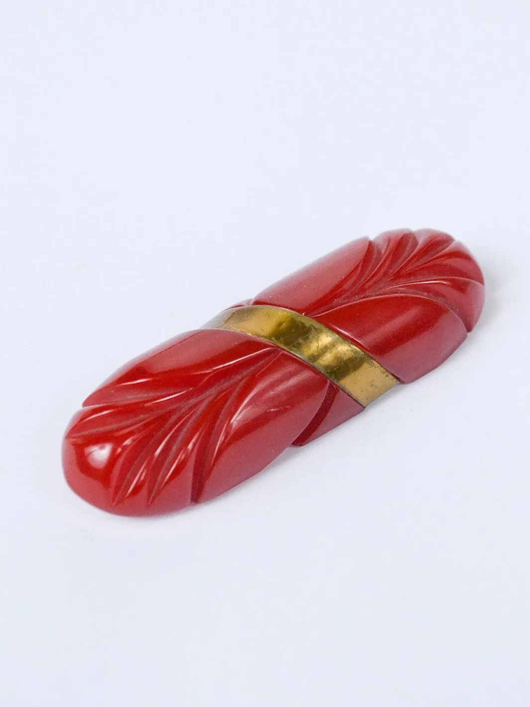 1950s red bakelite brooch