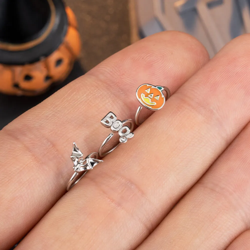 20G 3PCS Bat/Pumpkin/Boo Ends Nose Hoop