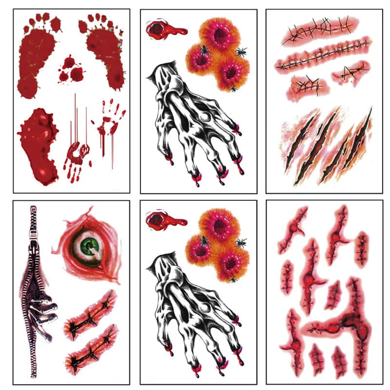 24 Pcs Wound Halloween Temporary Tattoo Stickers