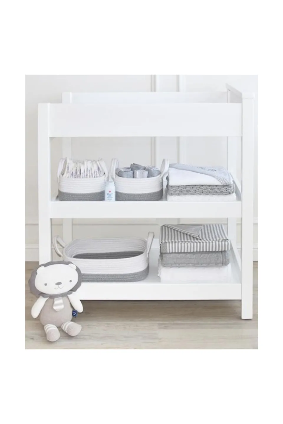 3pc Nursey Storage Set Grey White