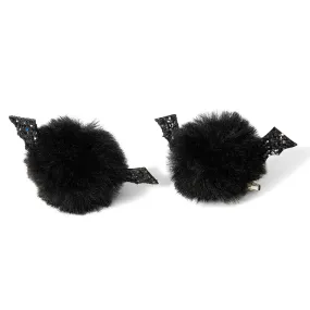 Accessorize London Girl's Black Halloween Pom Pom Hair Clips Set of 2