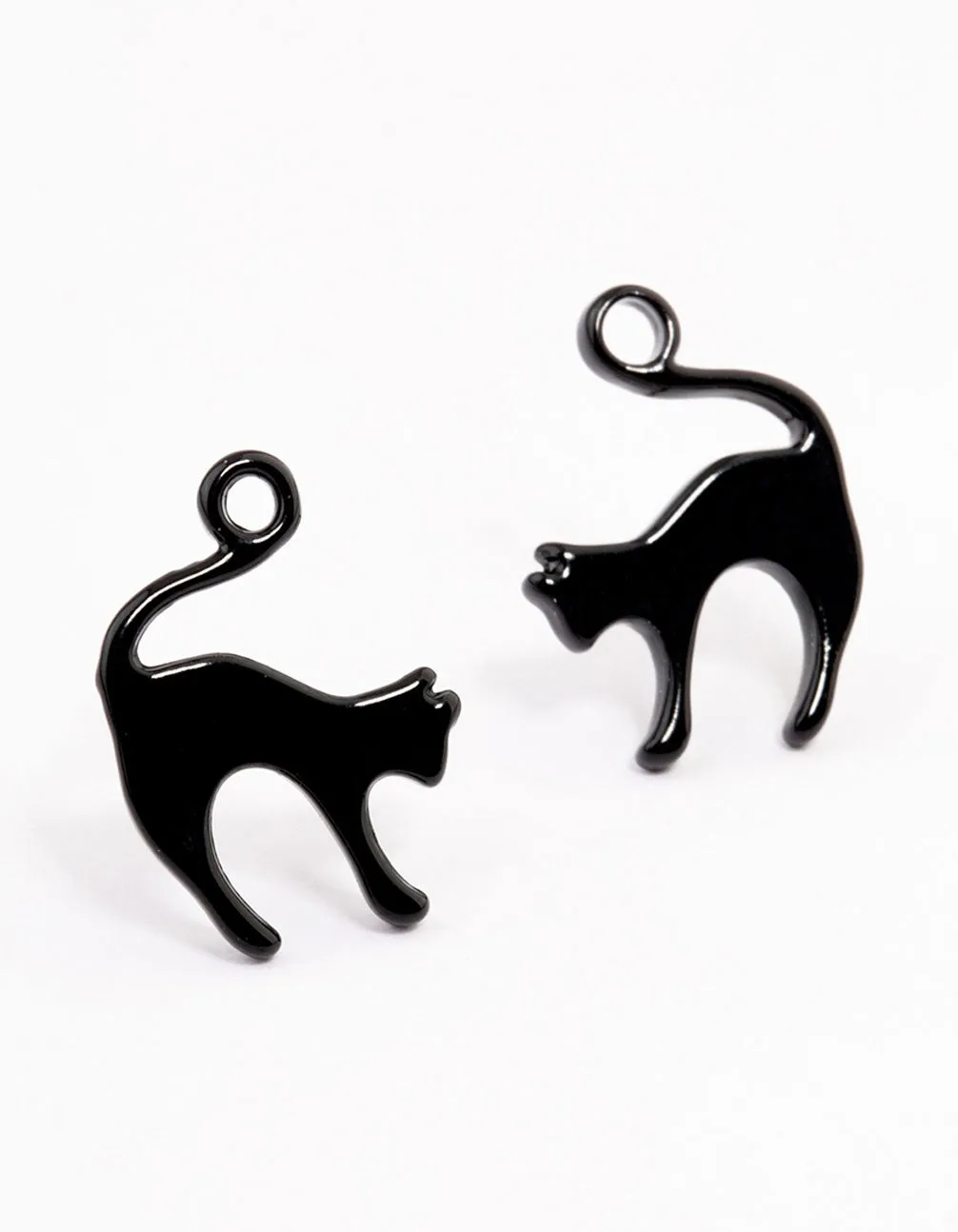 Acrylic Black Cat Stud Earrings