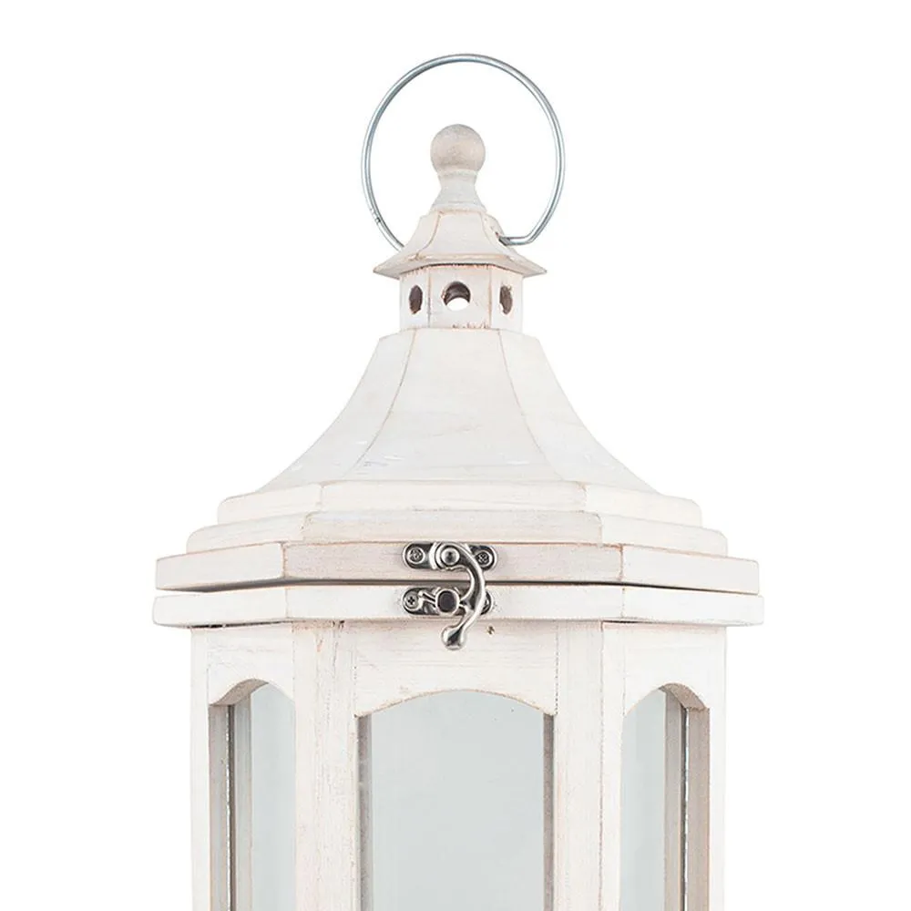 Adaline White Wash Wood Lantern Table Lamp