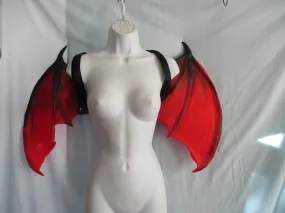 Adult RED BLACK DEVIL DRAGON WINGS Costume Accessory Cosplay Disguise Halloween