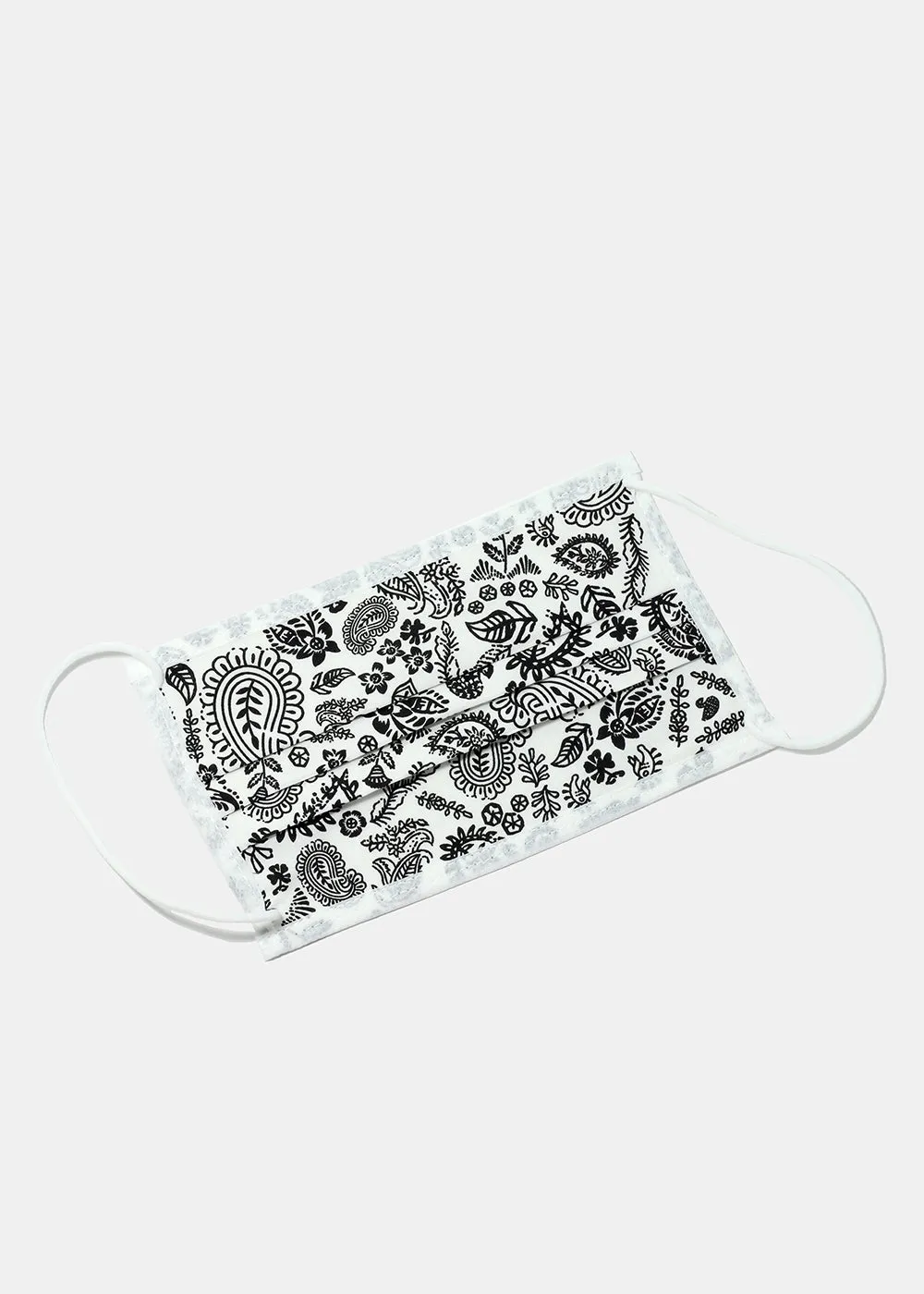 Adult Size Re-Usable White Paisley Face Mask