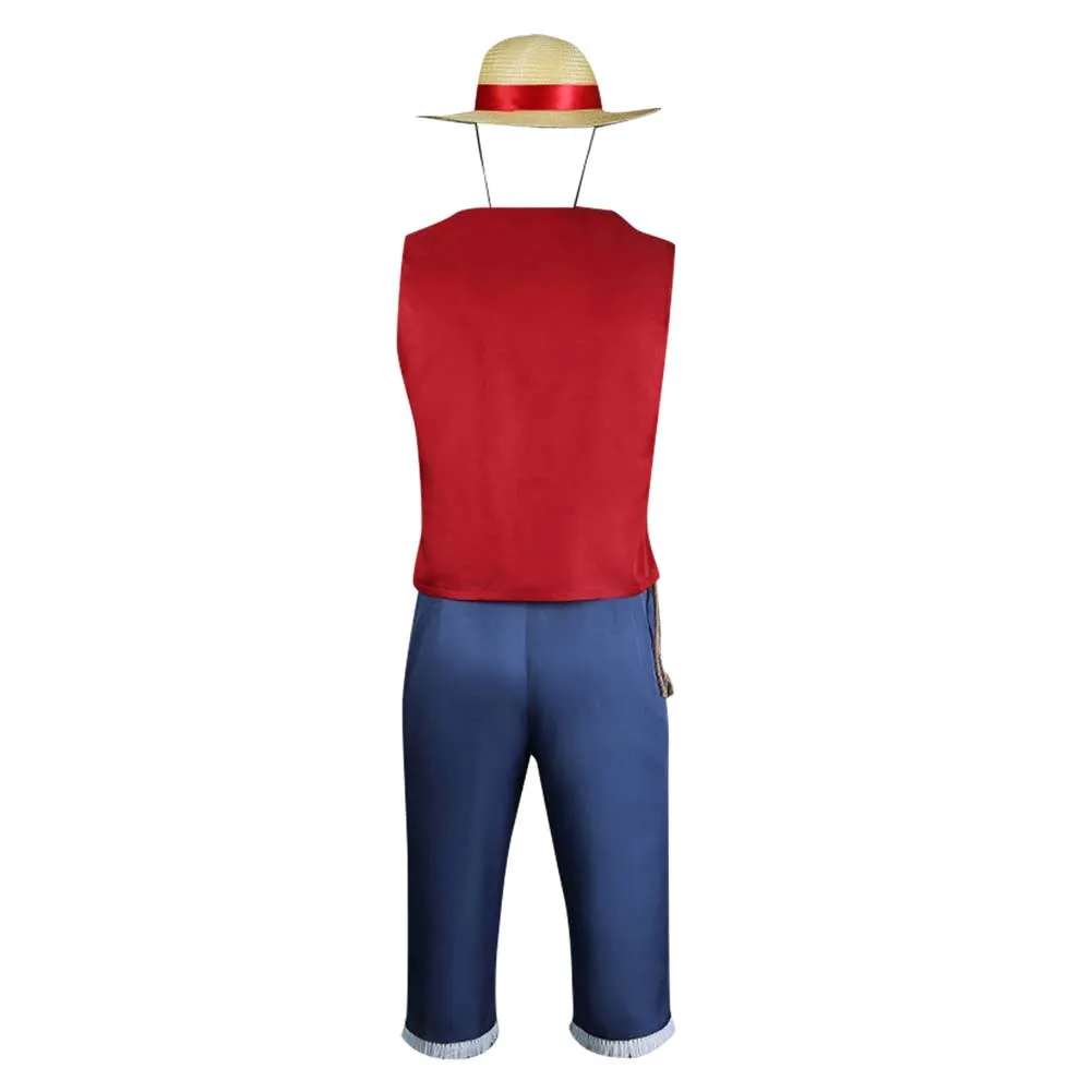 Adulte One Piece Monkey D.Luffy Tenue Rouge Cosplay Costume Halloween