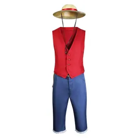 Adulte One Piece Monkey D.Luffy Tenue Rouge Cosplay Costume Halloween