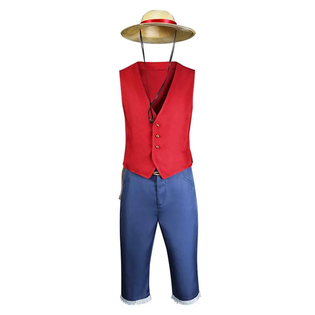 Adulte One Piece Monkey D.Luffy Tenue Rouge Cosplay Costume Halloween