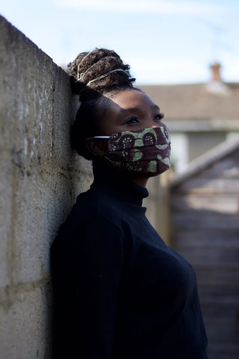 African Face Mask in Brown Ankara