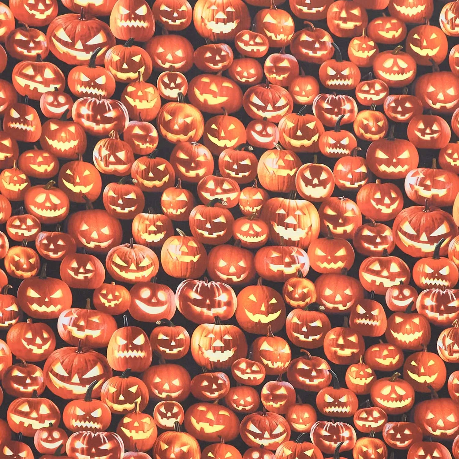 All Hallows Eve - Packed Jack O Lanterns Pumpkin Yardage