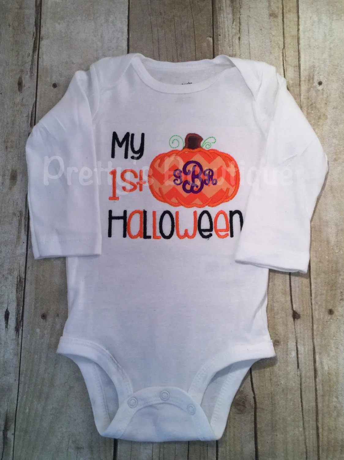 Baby 1st Halloween bodysuit or shirt - My 1st Halloween bodysuit or shirt Monogram personalized PUMPKIN