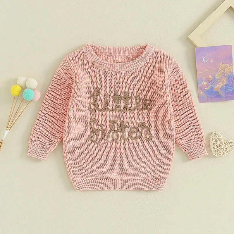 Baby Girls Deluxe Sweater - LITTLE SISTER - to 18M