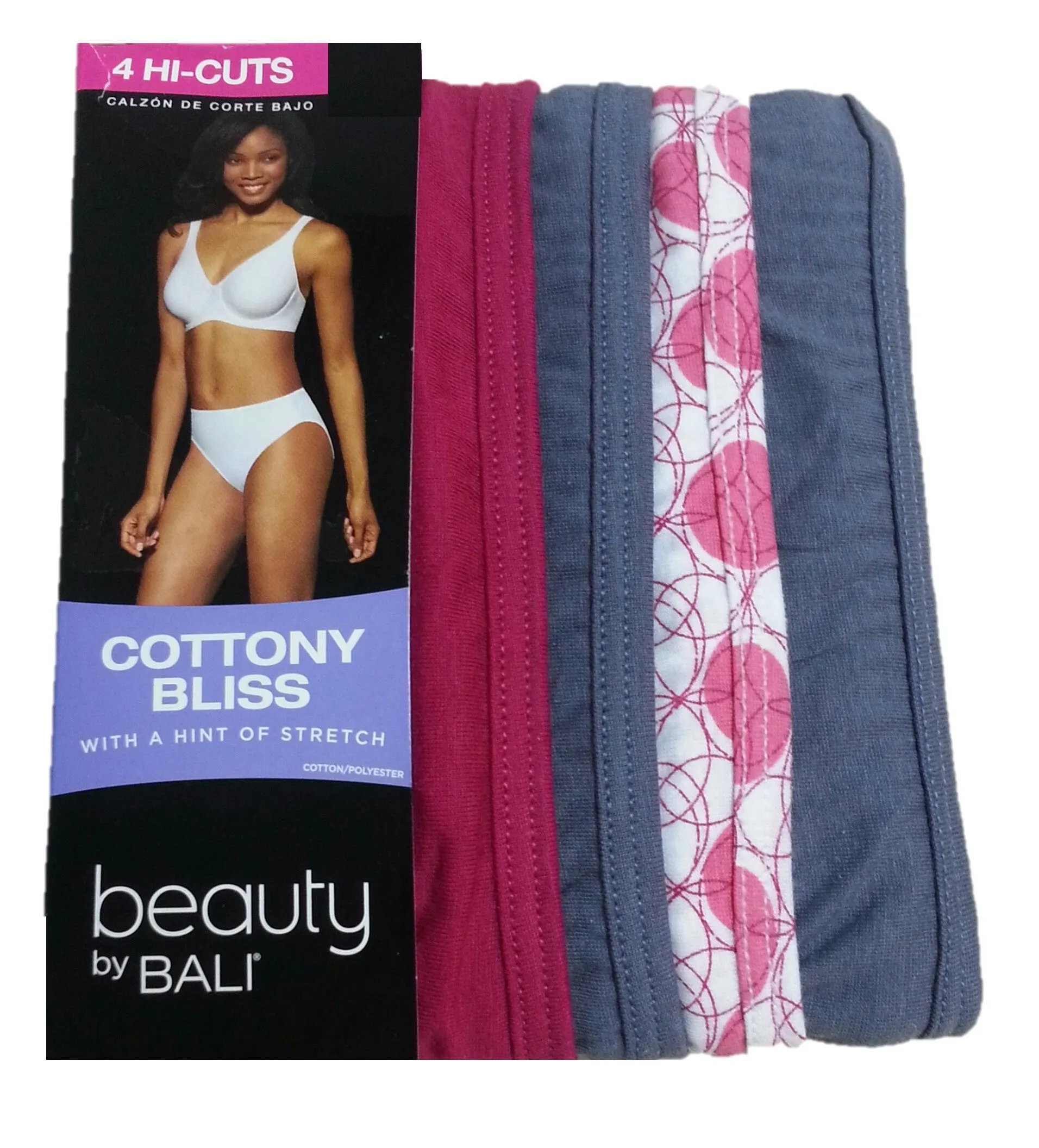 Bali Women's Cottony Bliss High Cut Brief 4 Pk Style Number UG43WP