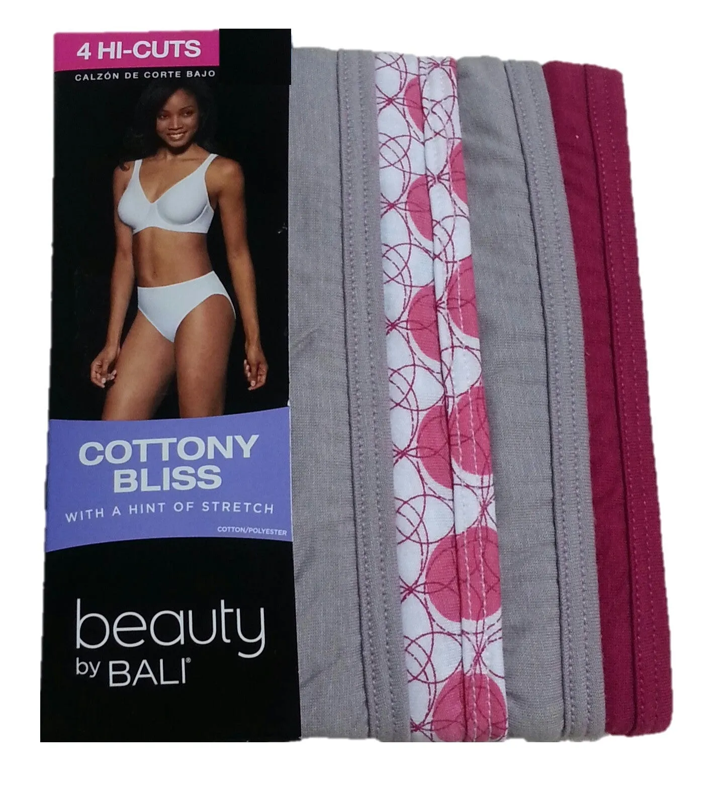 Bali Women's Cottony Bliss High Cut Brief 4 Pk Style Number UG43WP