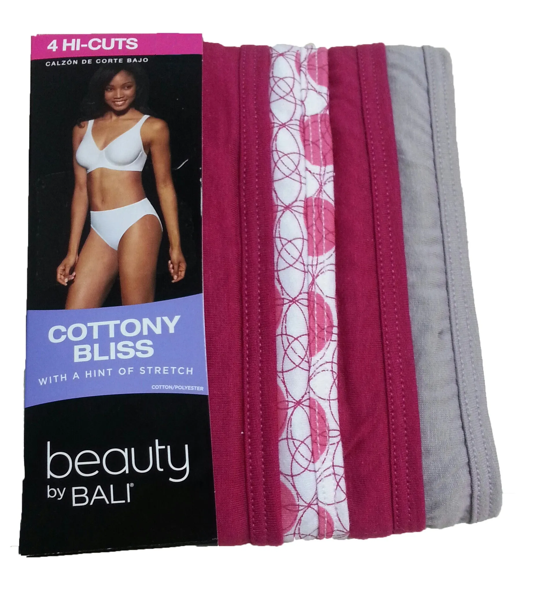 Bali Women's Cottony Bliss High Cut Brief 4 Pk Style Number UG43WP