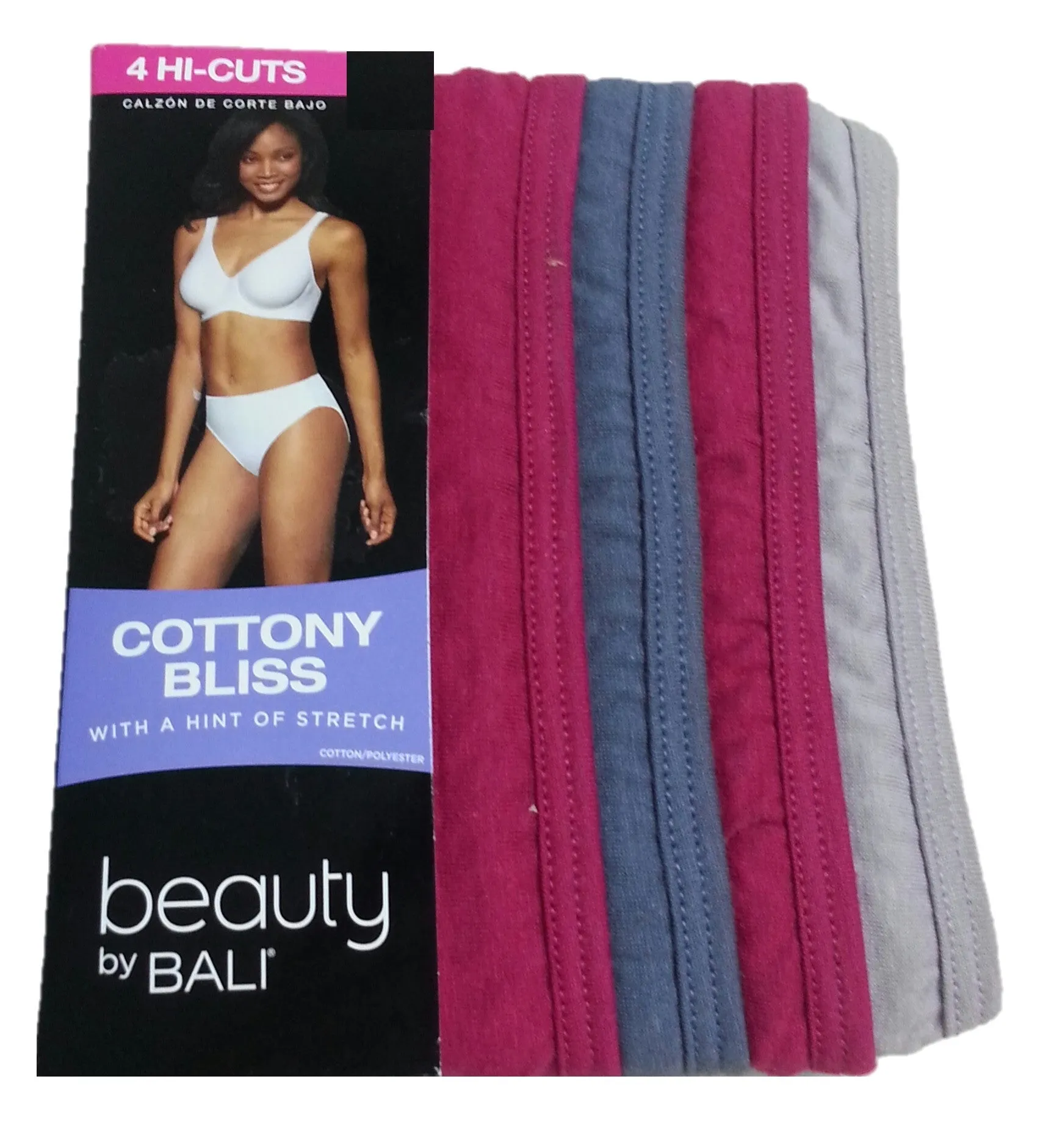 Bali Women's Cottony Bliss High Cut Brief 4 Pk Style Number UG43WP