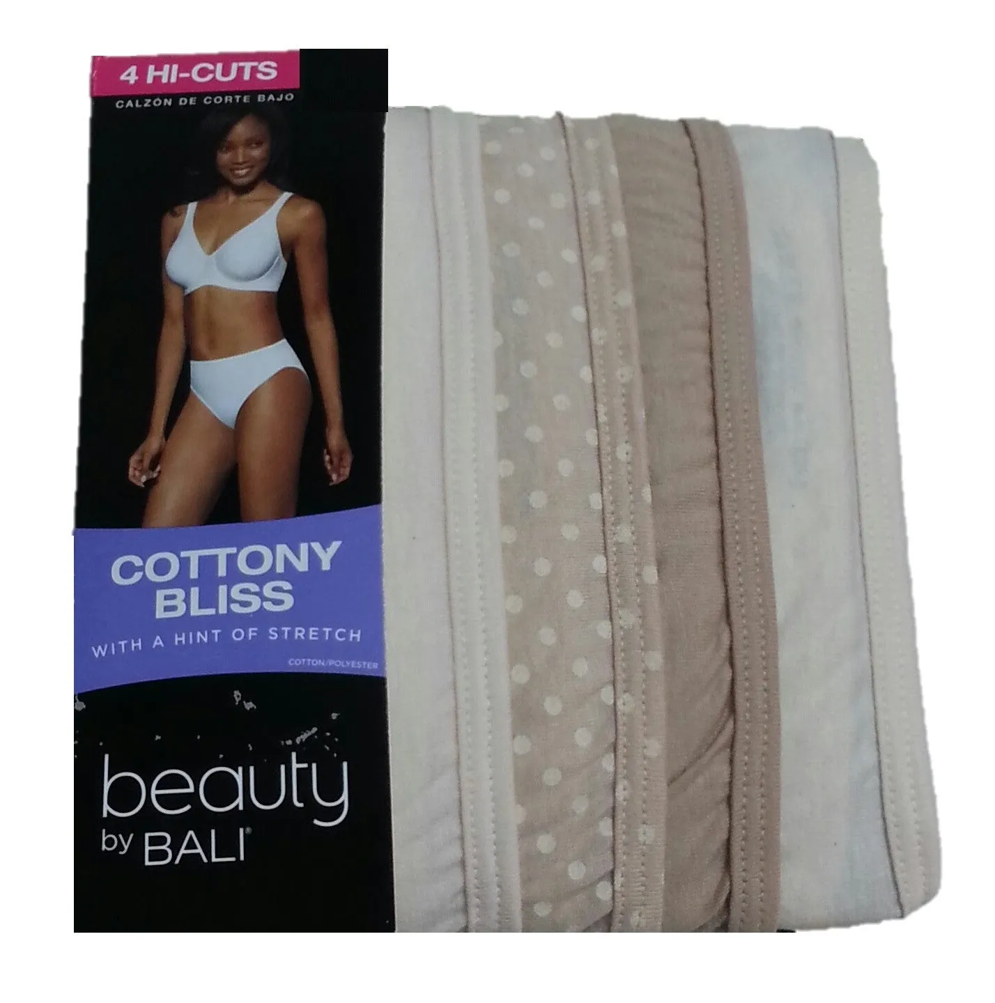 Bali Women's Cottony Bliss High Cut Brief 4 Pk Style Number UG43WP