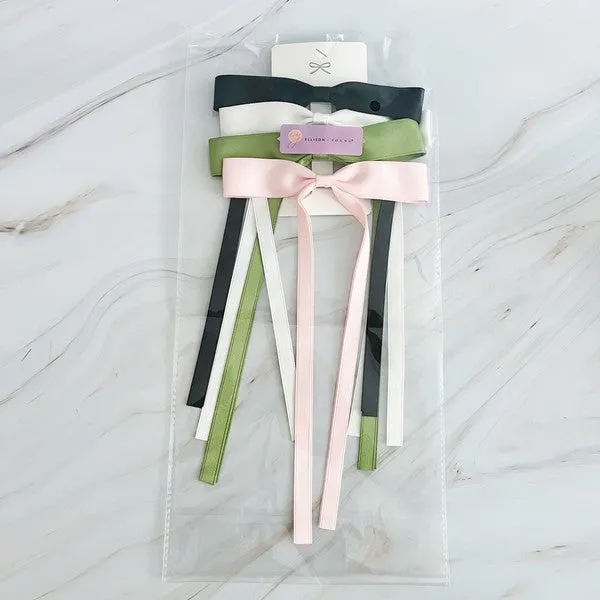 Ballerina Slim Bow Hair Clip Set Of 4