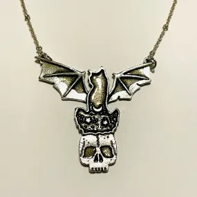 Bat Cat Skull Enamel Fill Necklace