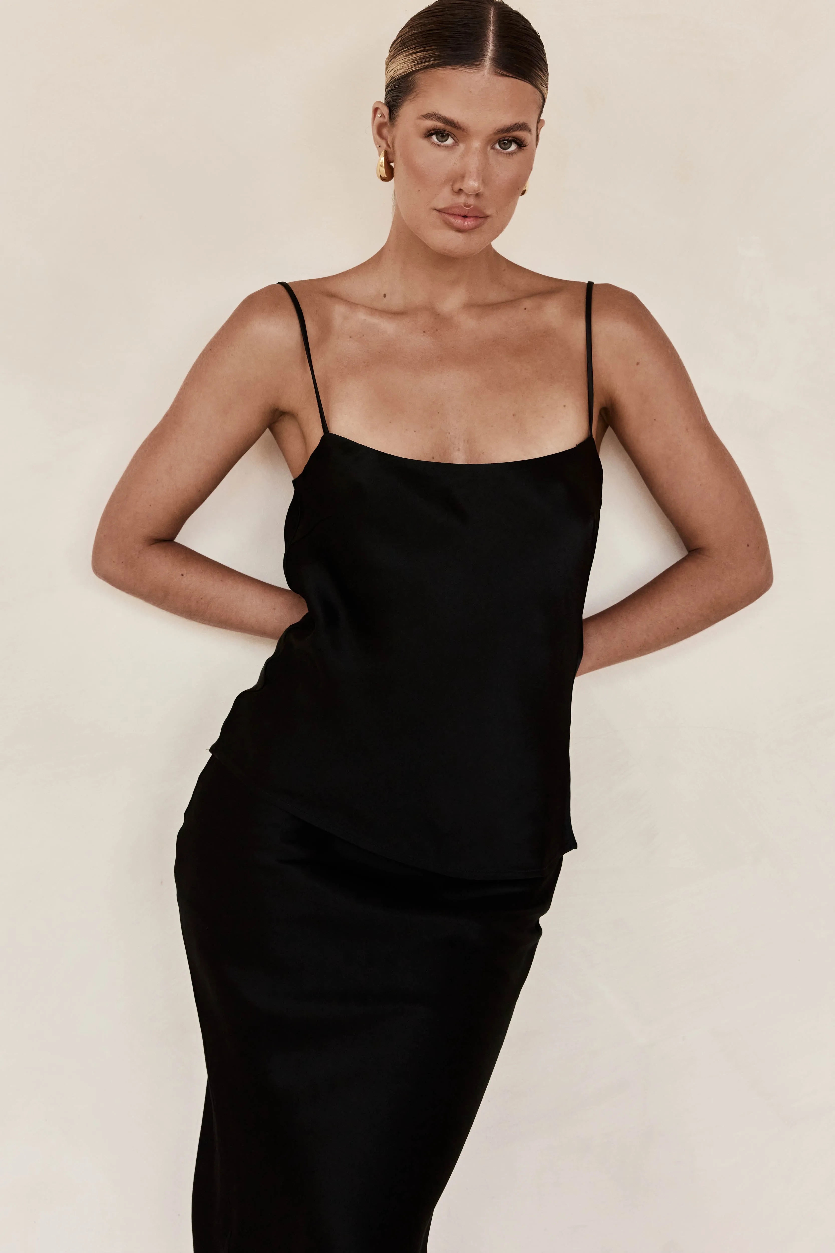 Bennett Satin Top (Black)