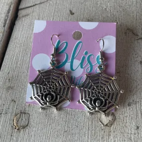 Big Web Little Spider Charm Earrings