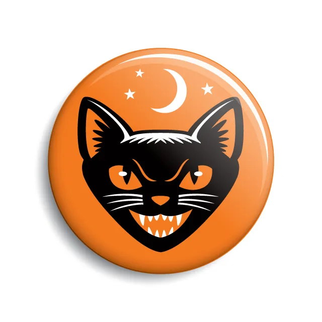 Black Cat Halloween Button