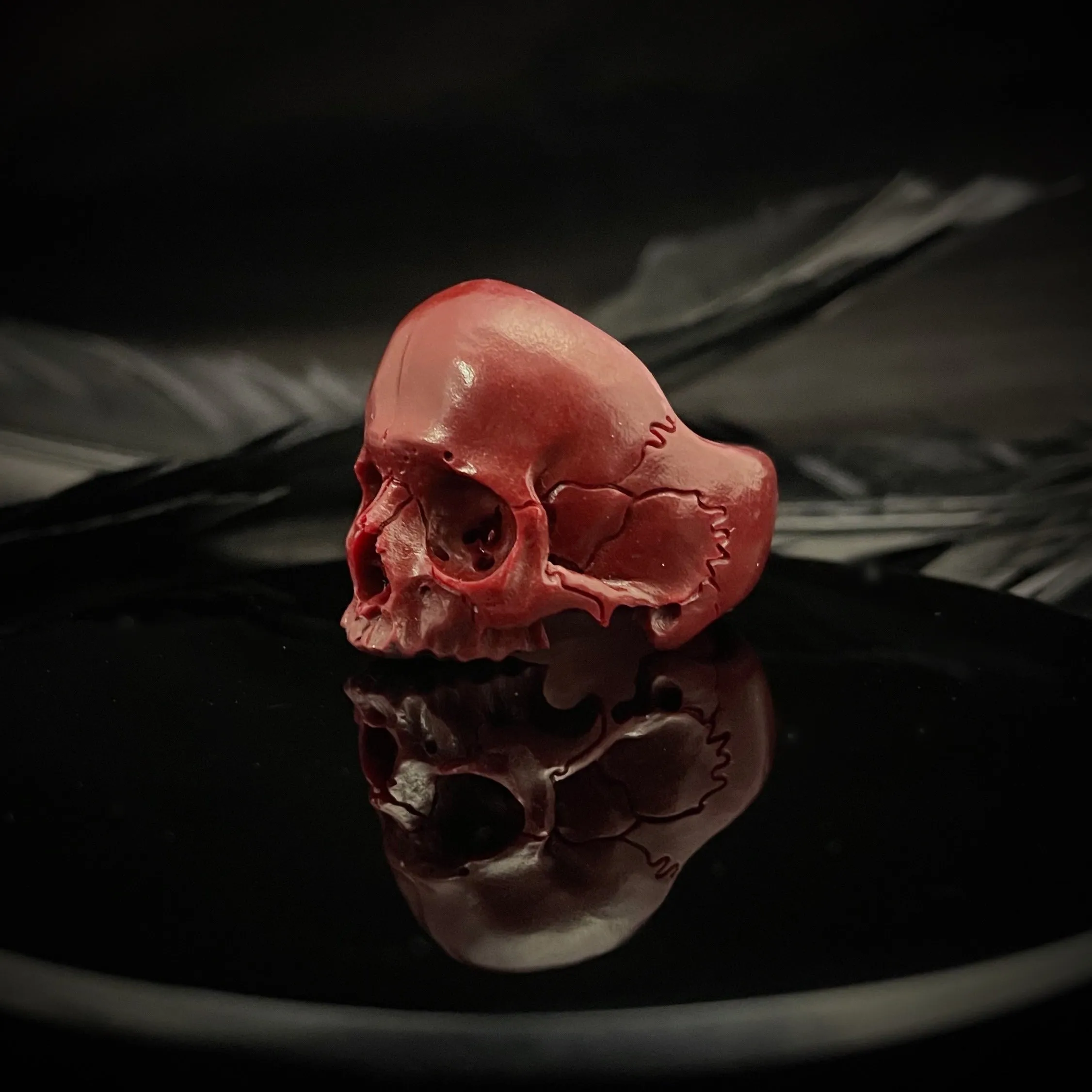 Blood Marble Skull Ring