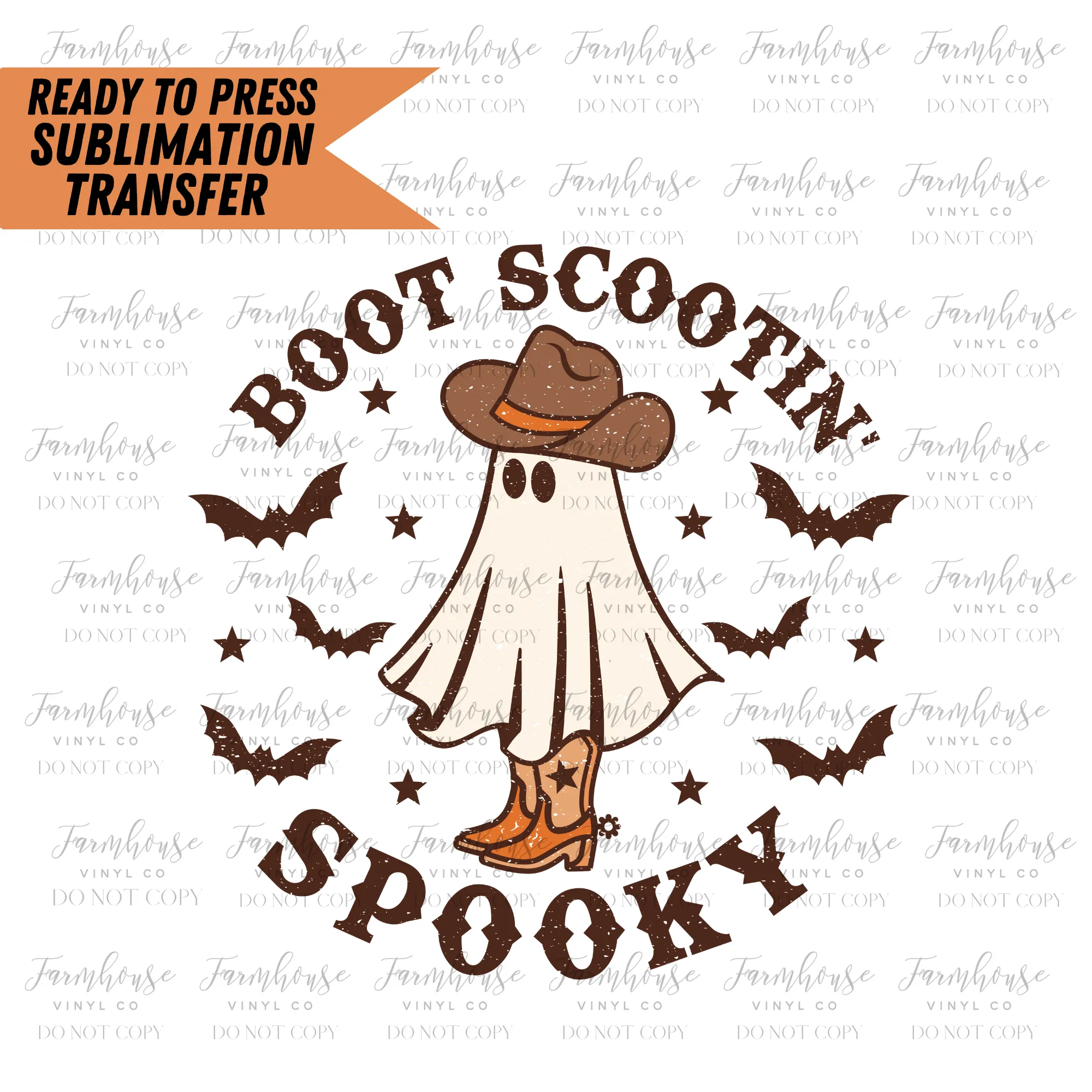 Boot Scootin Spooky Ready To Press Sublimation Transfer