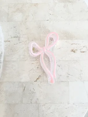 Bow Clip - Pink Outline