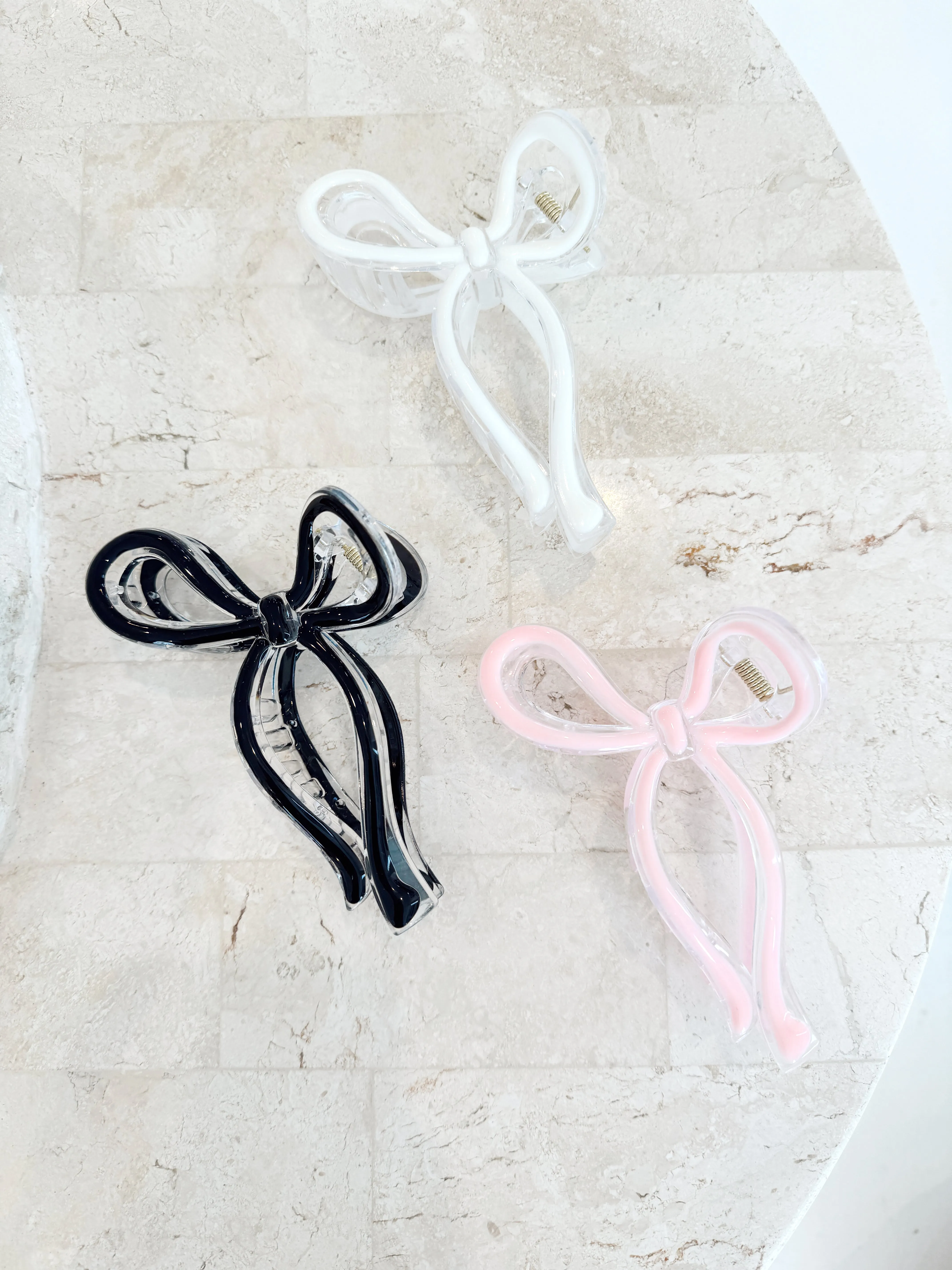 Bow Clip - Pink Outline