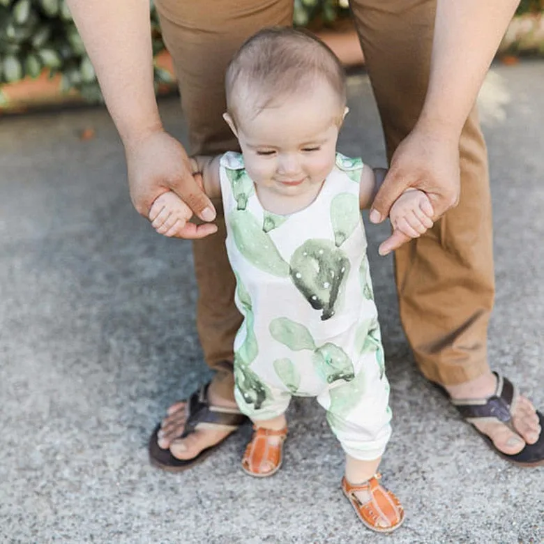 Cactus Baby Jumpsuit Unisex Baby Romper with watercolor print cactus sleeveless