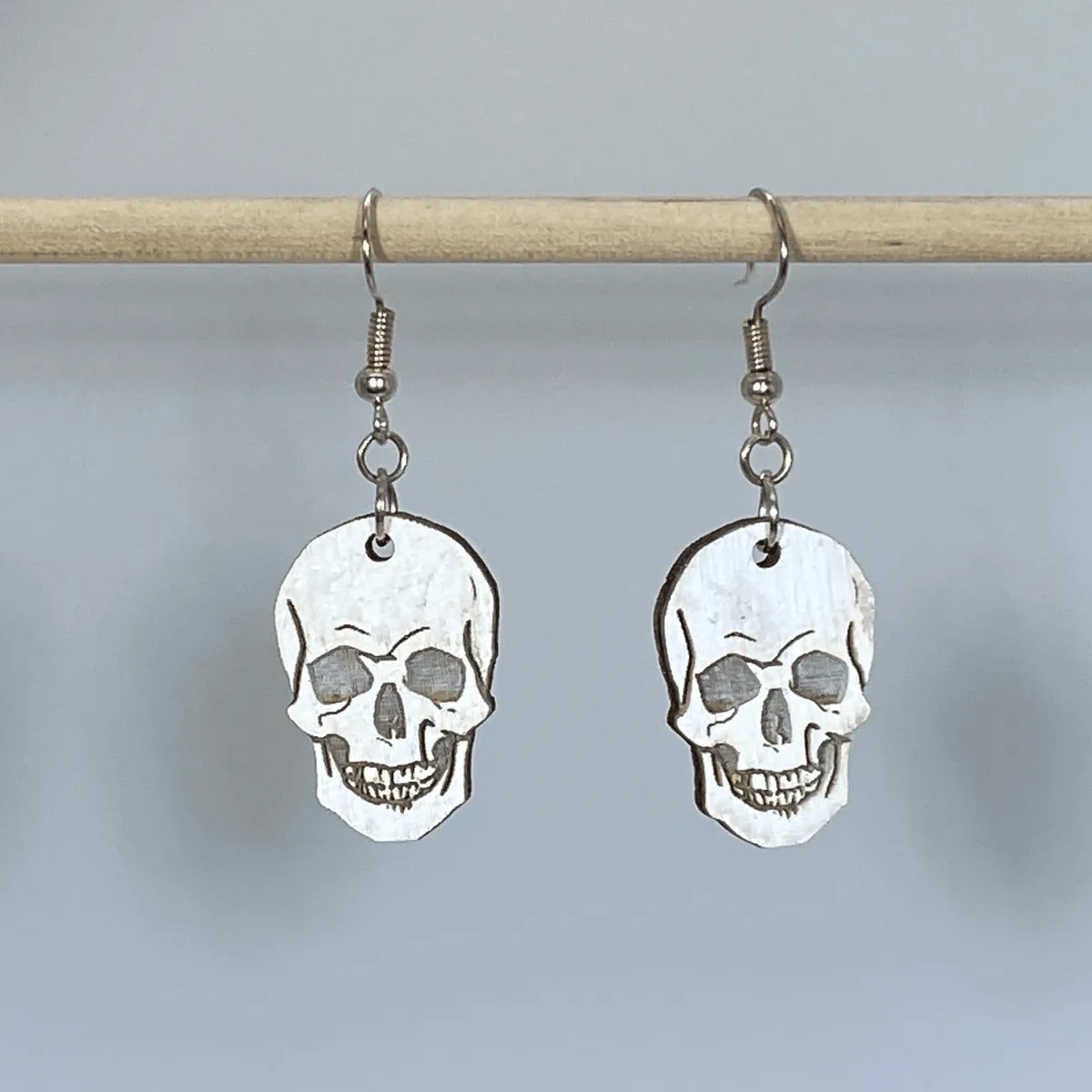 Cate's Concepts, LLC Women's Human Skull Wooden Dangle Earrings