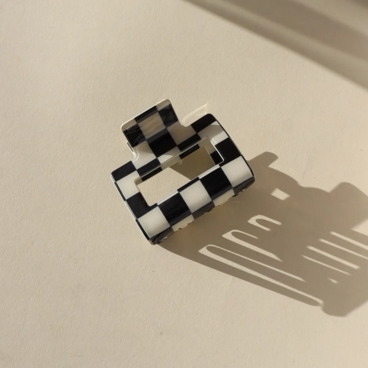 Checkered Hair Clip in Black