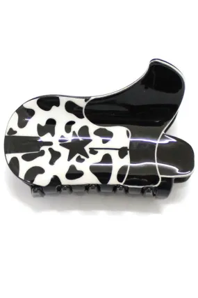 Cowboy Boot Cow Print Hair Clip-Black