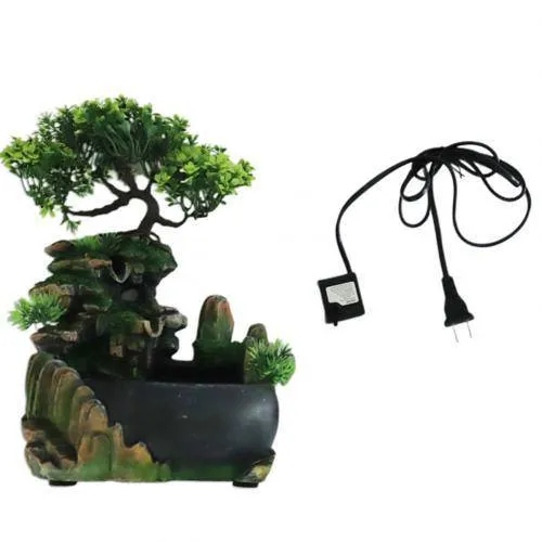 Creative Indoor Simulation Resin Rockery Fake Tree Feng Shui Waterfall Fountain Ornament