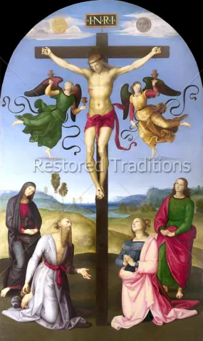 Crucifixion with Virgin Mary, Saints, and Angels – Raphael