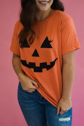 Cute Spooky Pumpkin Face Graphic Tee