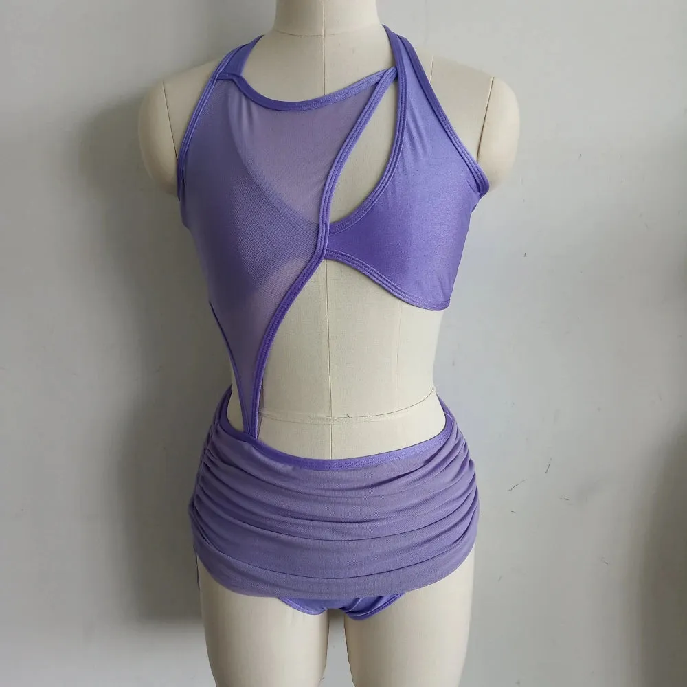 #D0010-B N nylon/Lycra Mesh Modern Contempory Dance Costume- Dance School - Troupe or Solo Performance