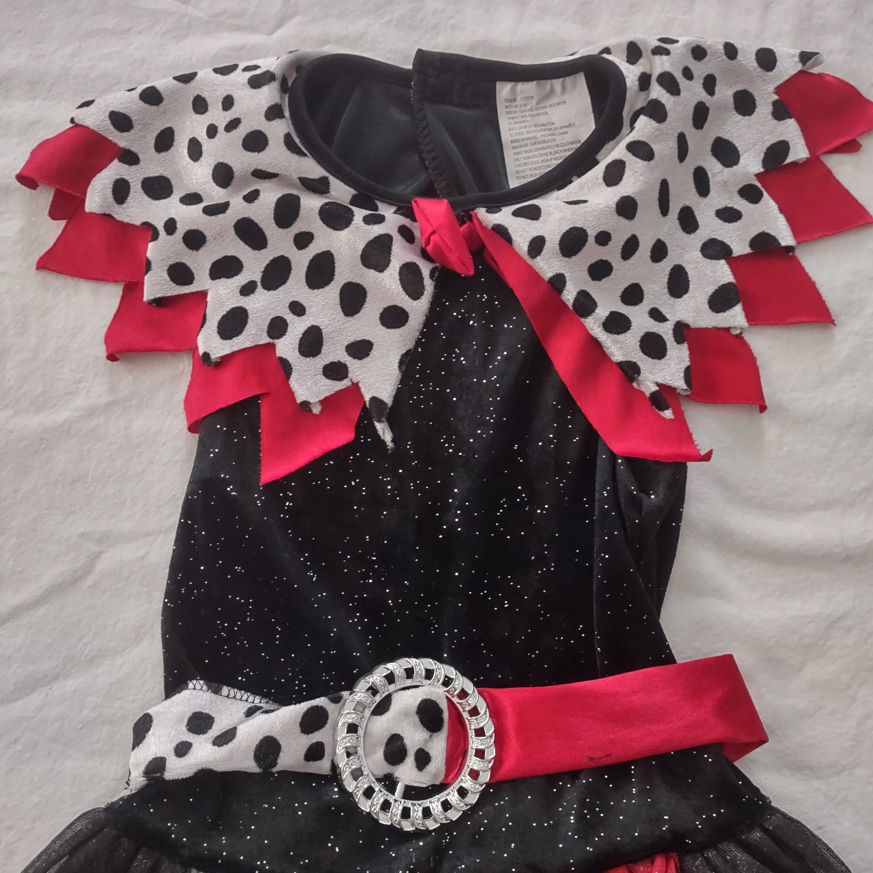 Dalmation Diva Cruella Halloween Costume Dress Girls M 8-10