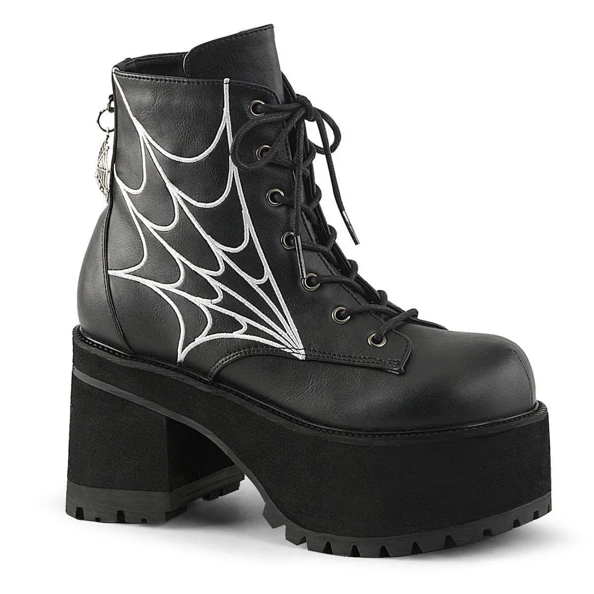 Demonia RANGER-105 | Black Vegan Leather Ankle Boots